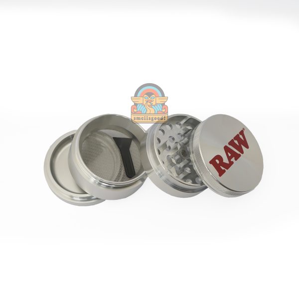 RAW Metal Grinder Silver 4 Part / Pencacah Besi Tembakau