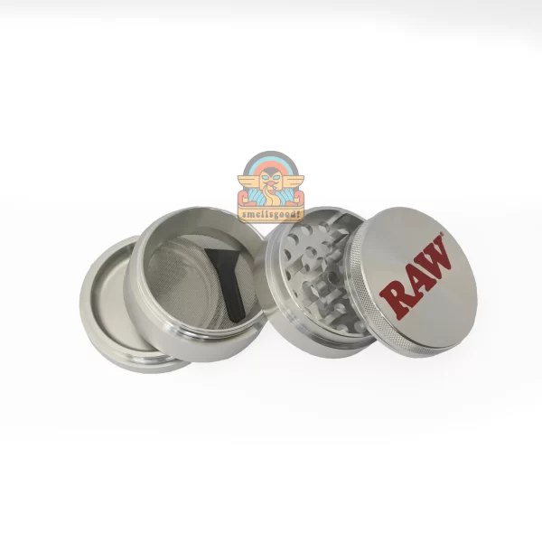 RAW Metal Grinder Silver 4 Part / Pencacah Besi Tembakau