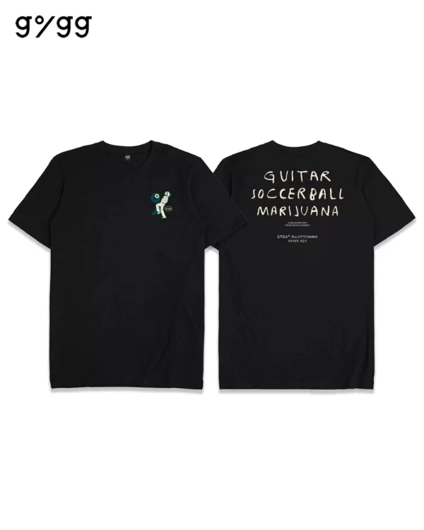 GIGG – Guitar, Soccerbal, Marijuana – Kaos Hitam Pria – Cotton Combed 24’s – Baju Kaos Bob Marley – Atasan Pria